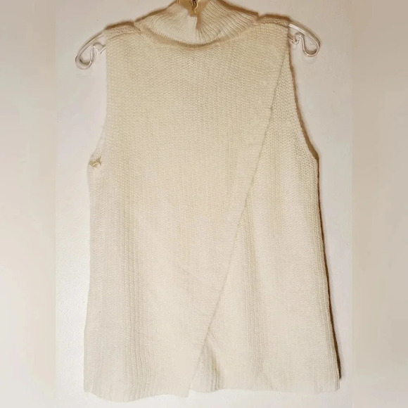 French Connection Mathilde Knit High Neck Sz S Ivory Jeweled Sweater - Picture 6 of 11